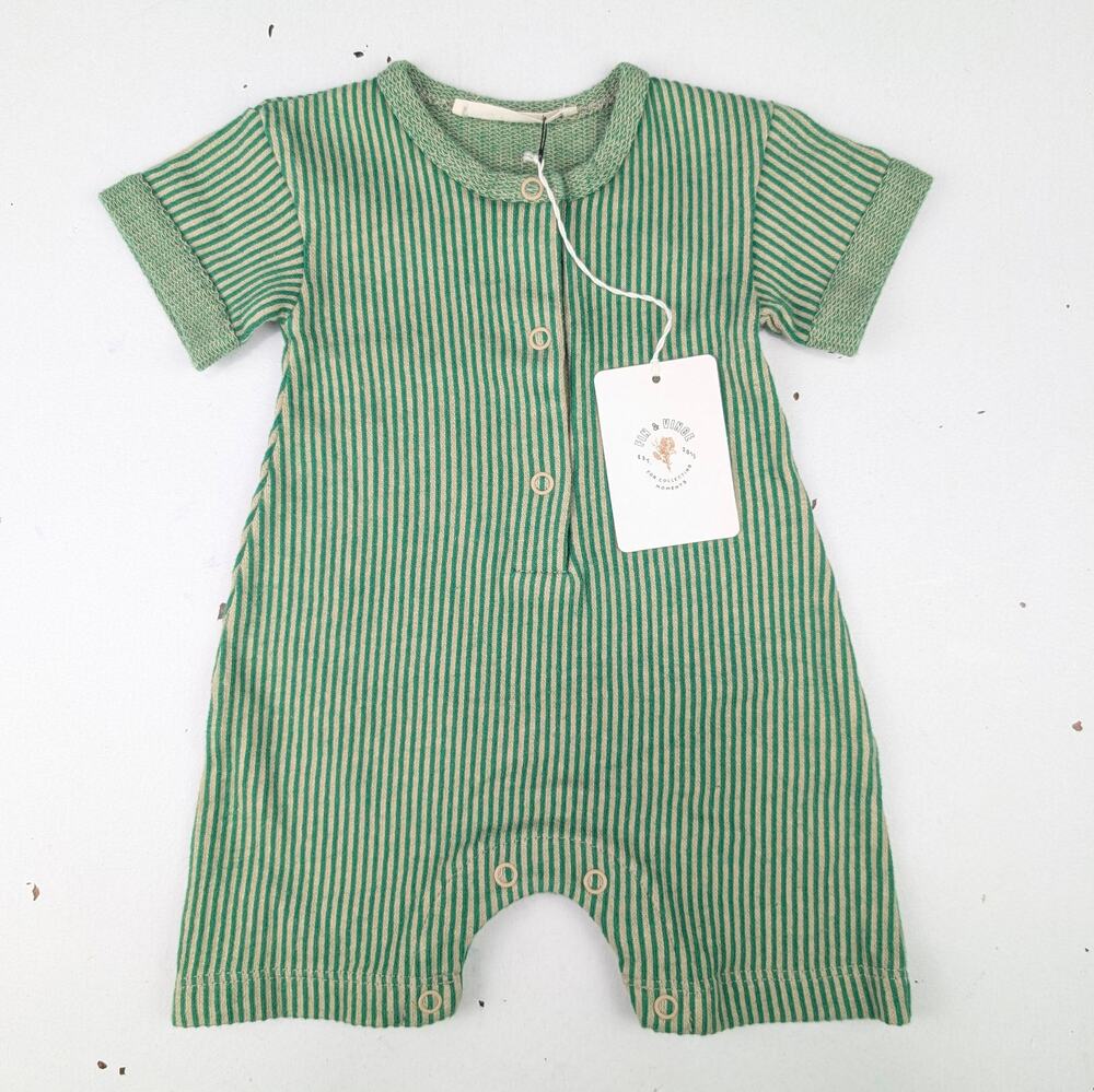 Fin & Vince Infant 0-3 Months Ribbed Terry One Piece Romper - Emerald